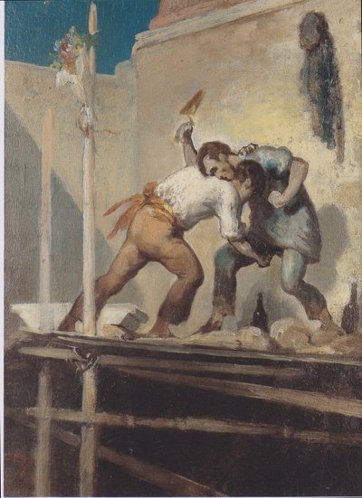Brawling Masons by Honoré Daumier